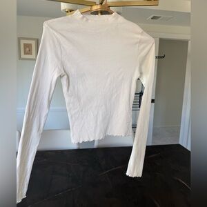 Elegant White Long Sleeve Women's Tee